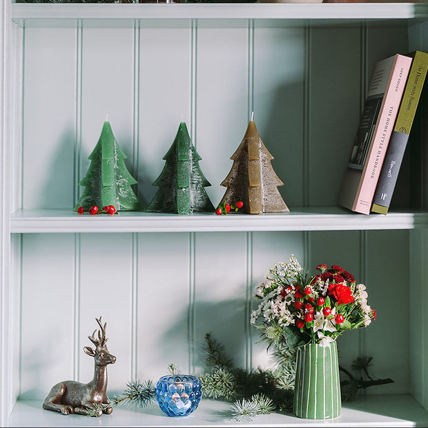 Christmas Posy and Striped Ceramic Vase