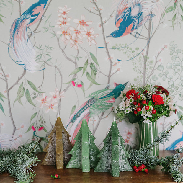 Christmas Posy and Striped Ceramic Vase