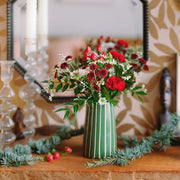 Christmas Posy and Striped Ceramic Vase