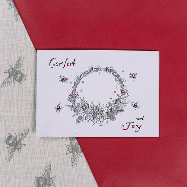 Christmas Posy and Striped Ceramic Vase